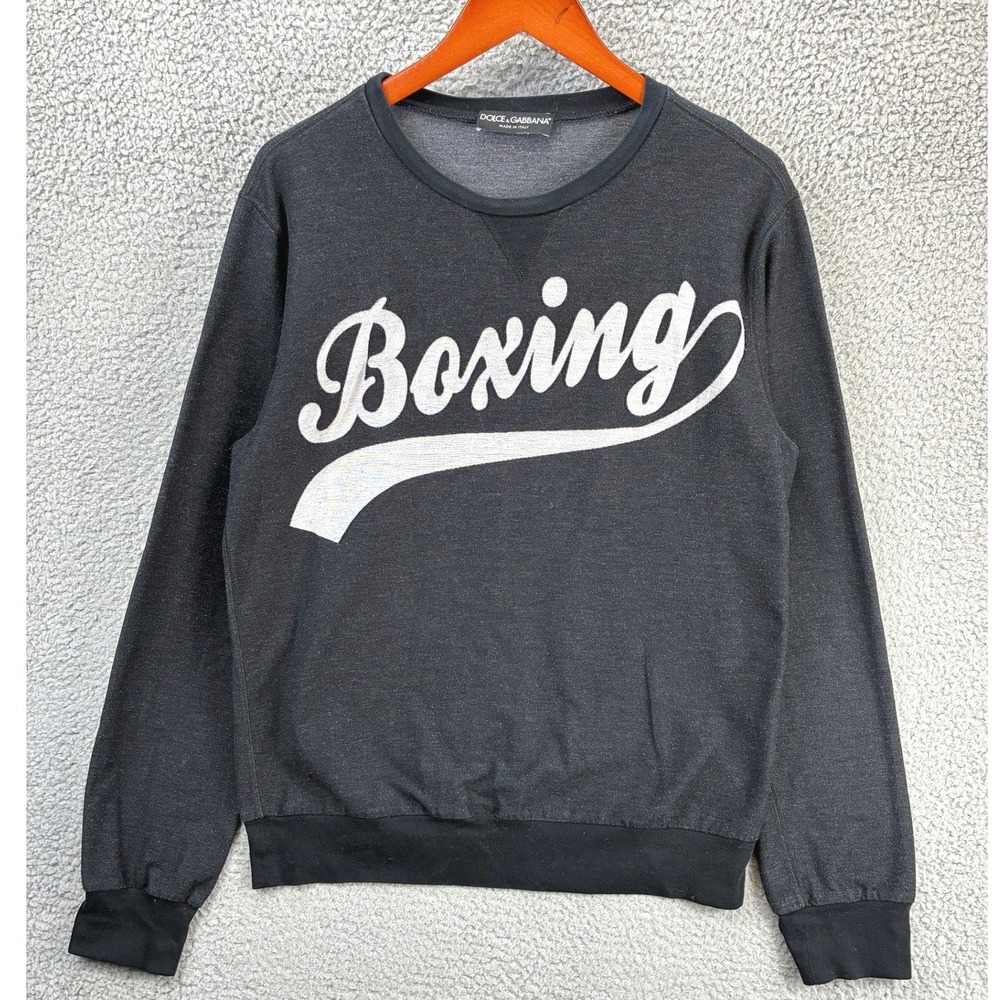 Dolce & Gabbana Boxing Graphic Sweatshirt Mens L Black Crewneck Italy Designer